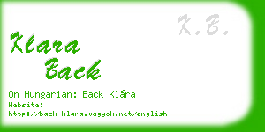 klara back business card